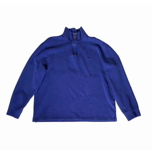 Polo Ralph Lauren Mens XL Blue Pullover Mock Neck 1/4 Zip 100% Cotton Sweater - Picture 1 of 7